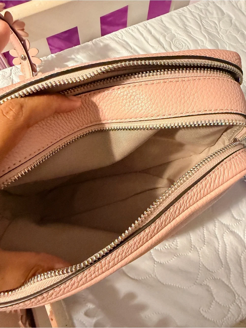 Michael Kors Blush Pink Leather Crossbody with Floral Strap